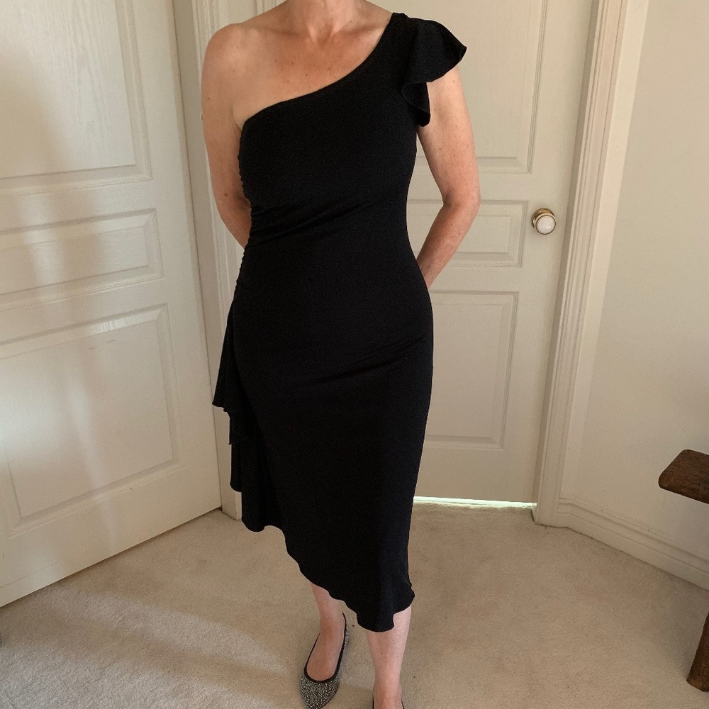 Black One Shoulder Dress (size 4-6)